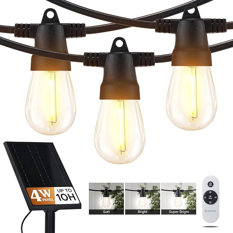 Brightech Ambience Pro Super Bright Solar - 27Ft Remote Control Outdoor String Lights with 12 Sha... | Amazon (US)