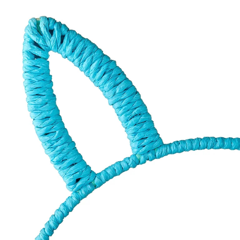 Round Bunny Ear Handle Paper Basket, Blue and Green, 9" x 6.5", Easter by Way To Celebrate | Walmart (US)