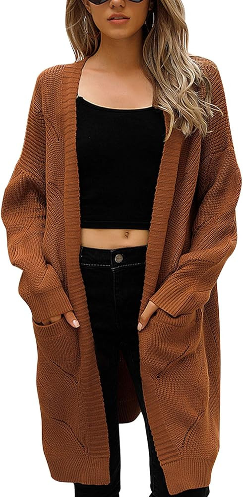 Blooming Jelly Women's Long Cardigan Sweaters Oversized Chunky Cardigan Open Front with Pockets | Amazon (US)