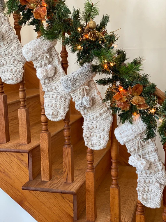 Farmhouse Stocking, Boho Christmas Stocking, Heirloom Stocking, Neutral Christmas Stockings, Knit... | Etsy (US)