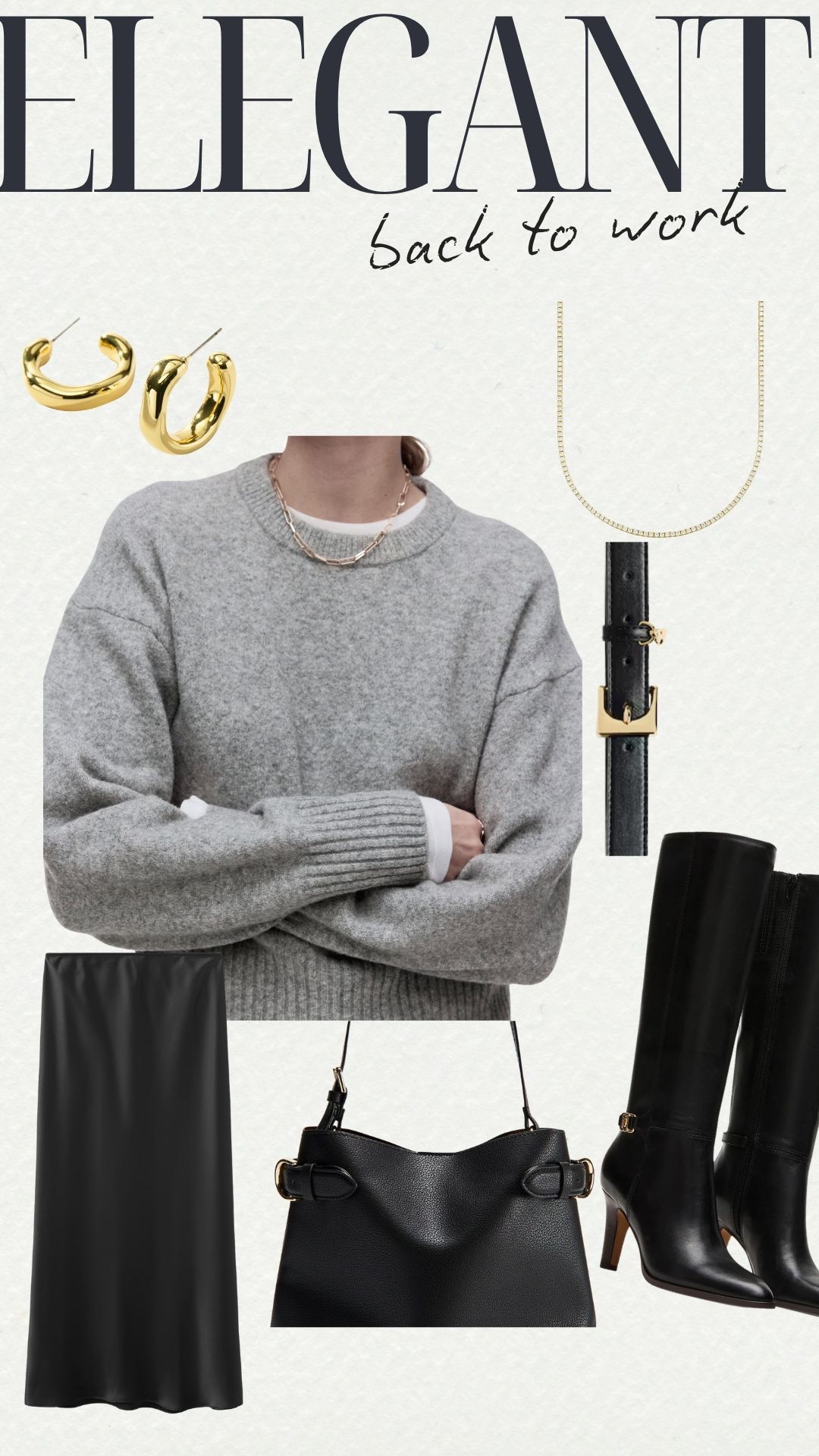 An elegant and winter-friendly work outfit that also elevates a simple grey sweater ✨ @h&m @mango @baublebar @uncommonjames @stevemadden 

#LTKgrwm #LTKWorkwear #LTKootd