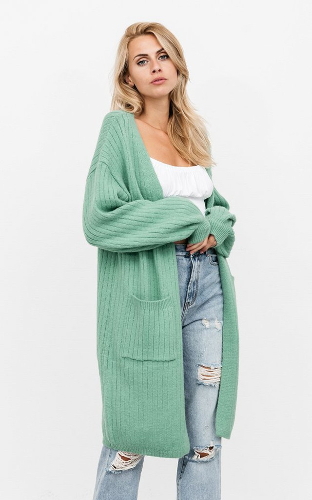 Chunky Knit Oversized Cardigan In Green
            
              By Lilura London | SilkFred