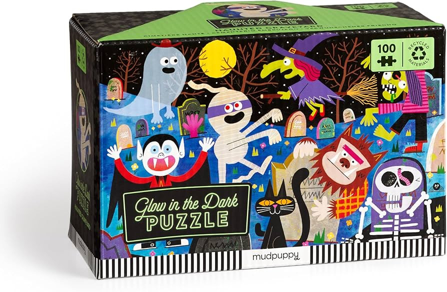 Mudpuppy Haunted Graveyard – 100 Piece Glow in The Dark Jigsaw Puzzle with A Scary Scene of Mon... | Amazon (US)