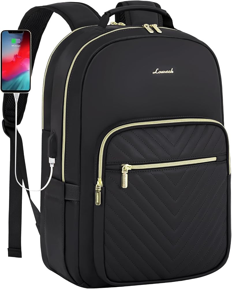 LOVEVOOK Leather Backpack for Women,15.6 inch Leather Laptop Backpack Women Computer Backpack Lap... | Amazon (US)