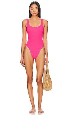 Hunza G Square Neck One Piece in Hot Pink from Revolve.com | Revolve Clothing (Global)