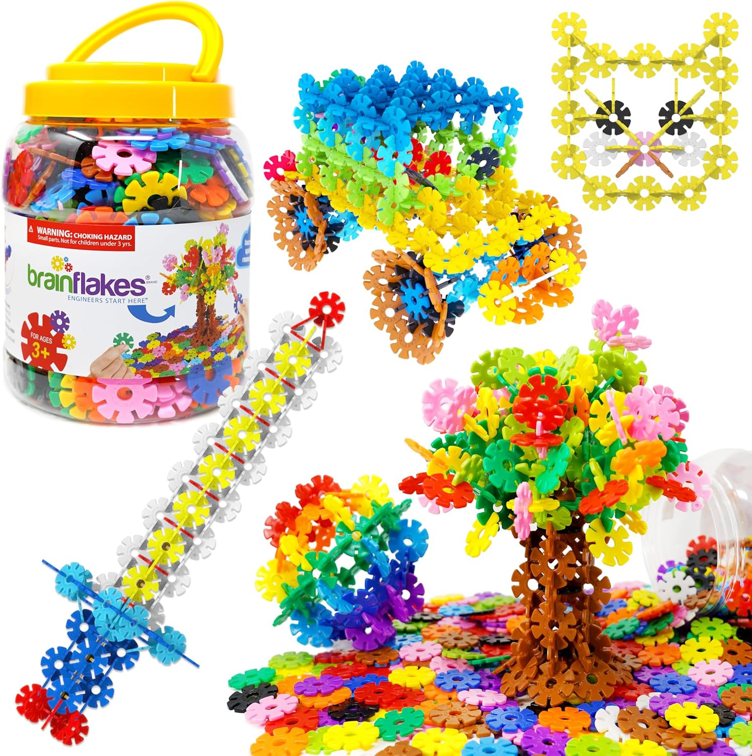Brain Flakes 500 Piece Set, Ages 3+, Interlocking Plastic Disc Toy for Creative Building, Educati... | Amazon (US)