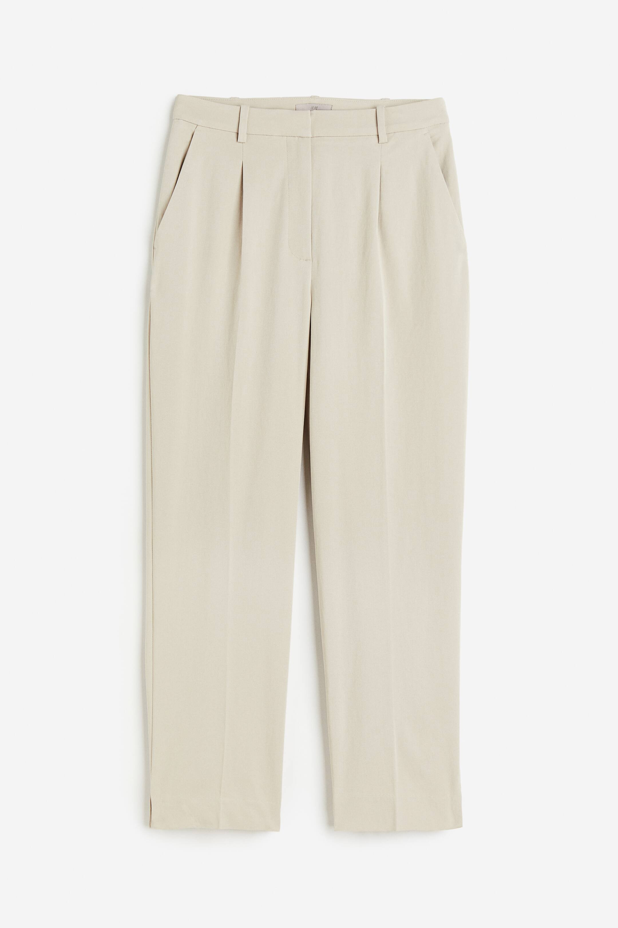 Tailored trousers - Regular waist - Ankle length - Light beige - Ladies | H&M GB | H&M (UK, MY, IN, SG, PH, TW, HK)