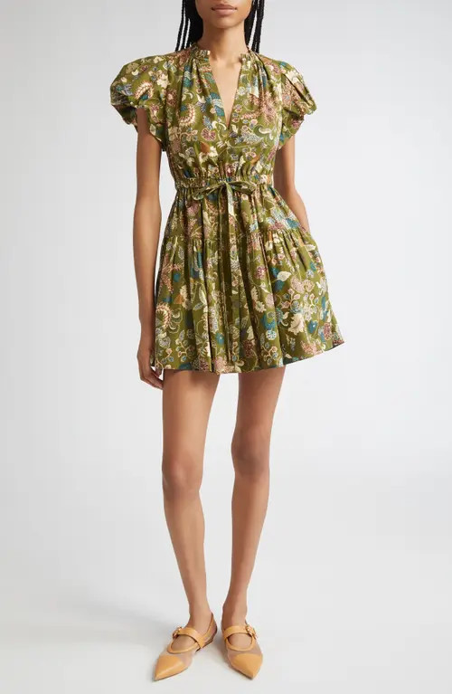 Ulla Johnson Izel Floral Print Minidress in Lichen at Nordstrom, Size 0 | Nordstrom