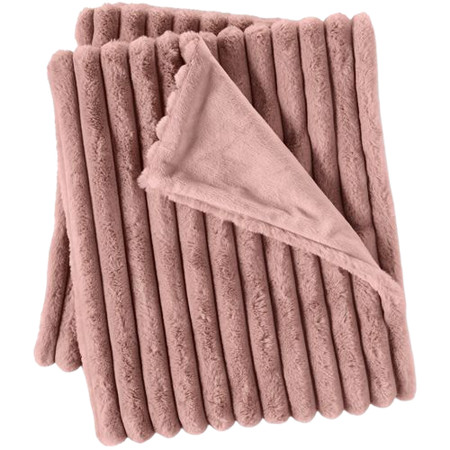 Channel Stitch Faux Fur Throw Blanket | Lands' End (US)
