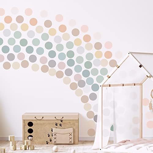 2-inch Polka Dot Wall Decals For Girls Bedroom Featuring 150 Boho Rainbow Wall Decal Stickers for Wa | Amazon (US)