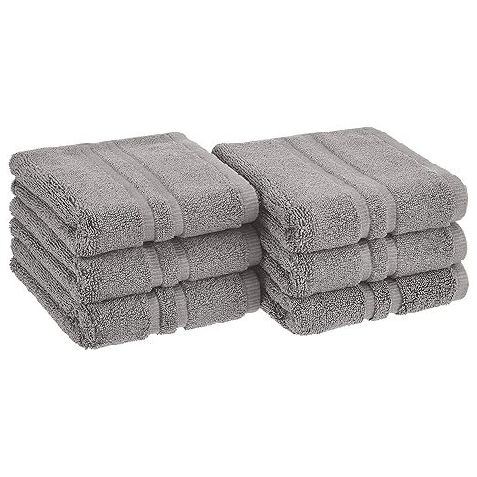 Amazon Basics GOTS Certified Organic Cotton Hand Towel - 6-Pack, Stone Gray | Amazon (US)