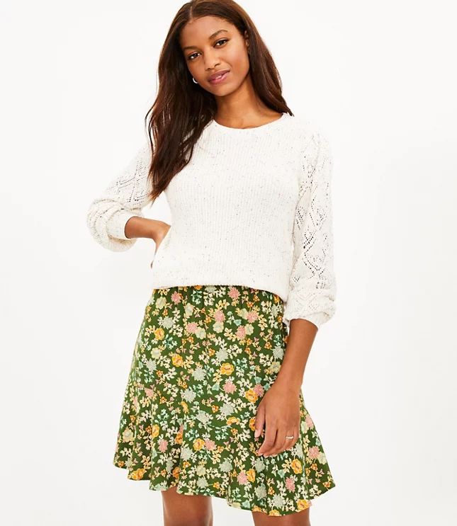 Floral Tiered Flippy Skirt | LOFT