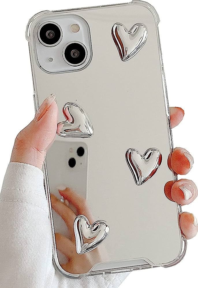 Compatible with iPhone 11 Pro case,Mirror Senior Silver Cute Heart Soft Silicone Clear Makeup Mir... | Amazon (US)