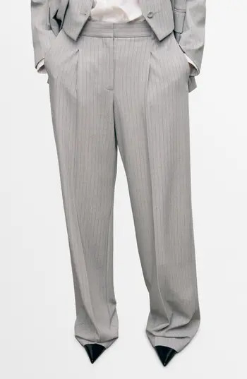 MANGO Pinstripe Suit Pants in Grey at Nordstrom Rack, Size 4 | Nordstrom Rack