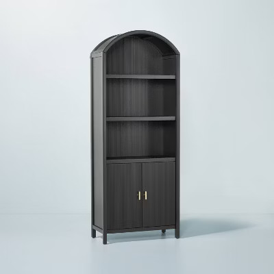 Grooved Wood Arch Bookcase Cabinet - Black - Hearth & Hand™ with Magnolia: Farmhouse Style, 5 Adjustable Shelves, FSC Certified | Target