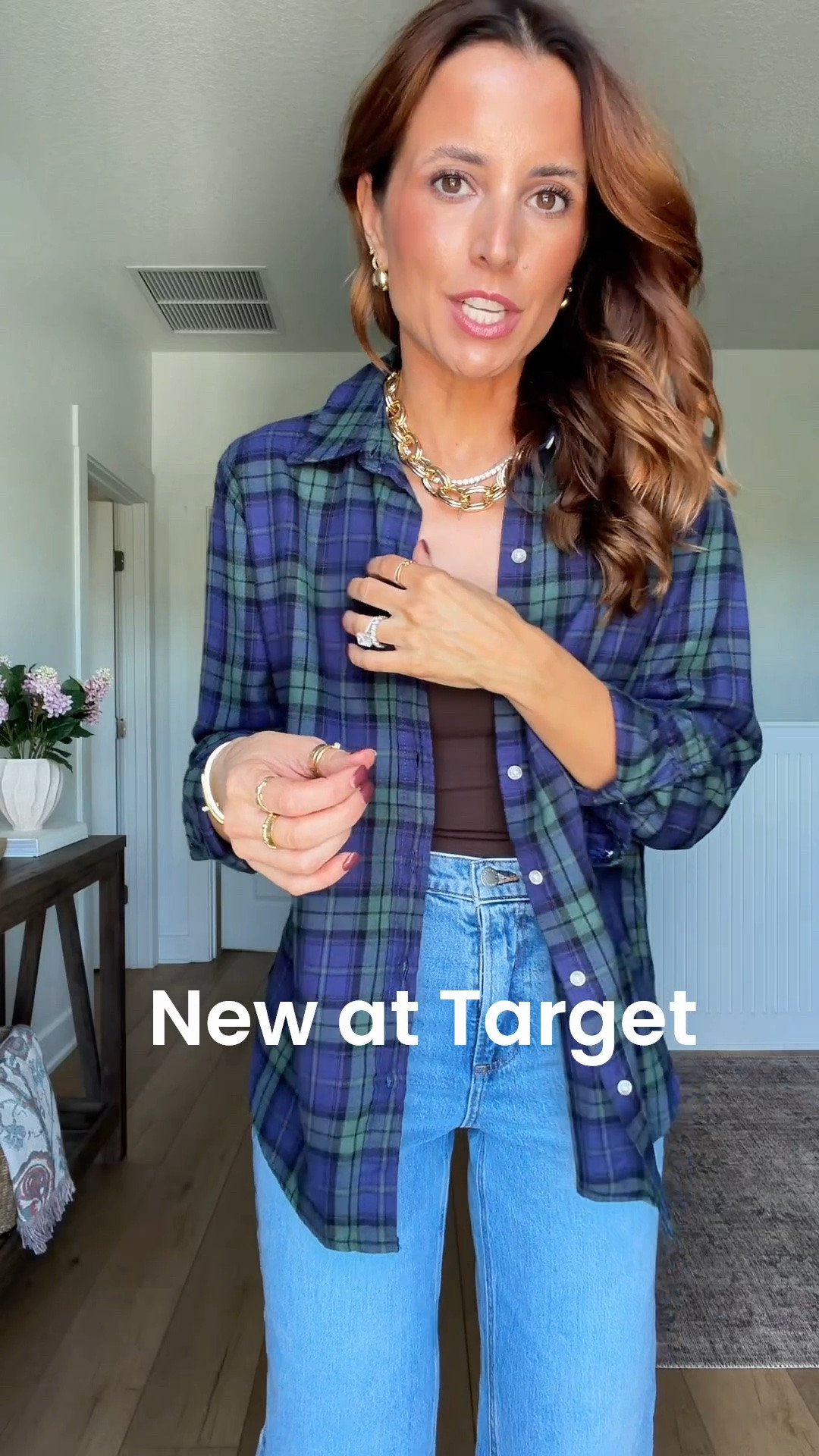 New at Target! Legging-friendly flannel in XS and vintage straight jeans in 00 short. Fall outfits. Fall style. Elevated casual outfits. Mom outfits. Christmas Party outfit. Holiday party outfit. Date night outfit. Thanksgiving outfit. Fall dresses.