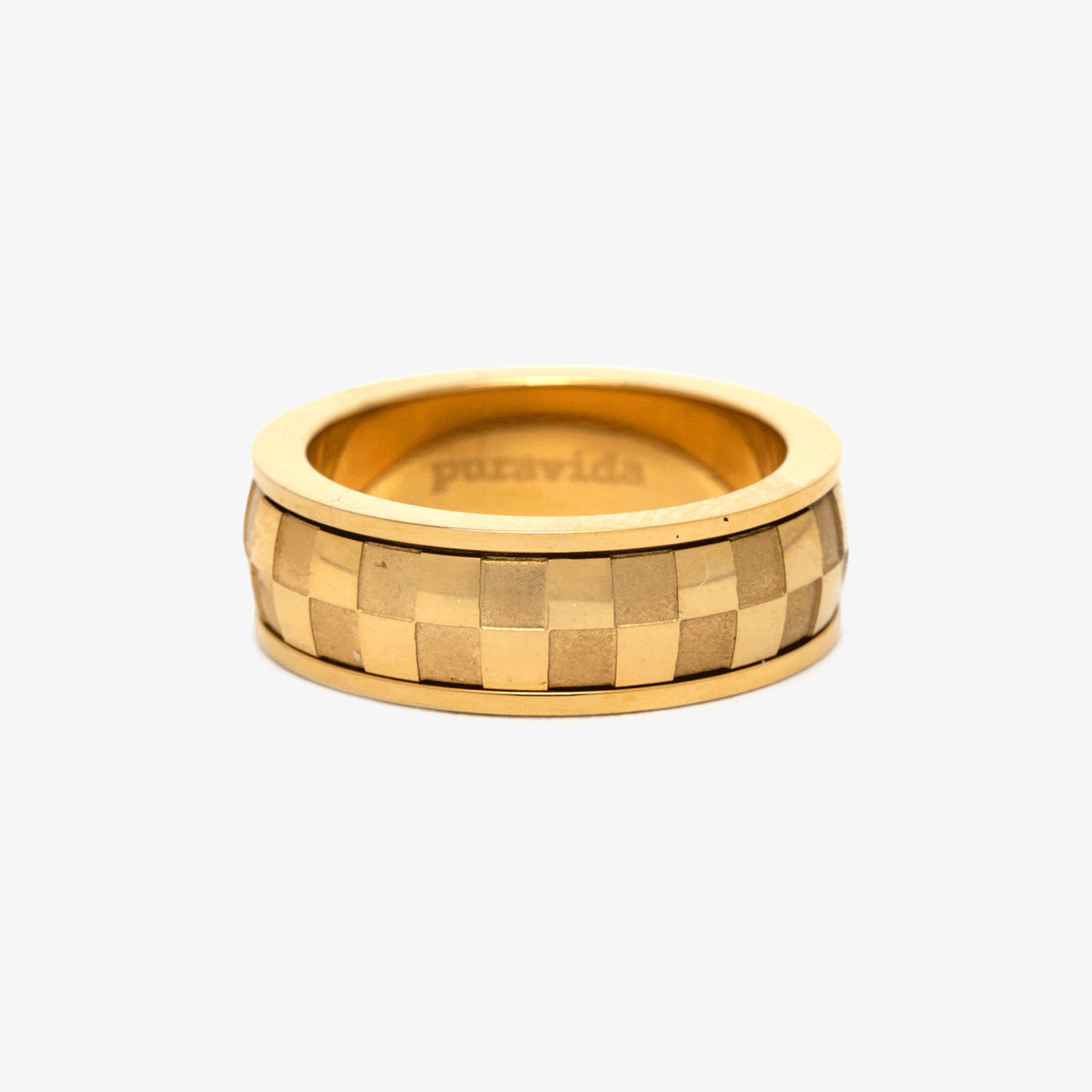 Gold Check Fidget Ring | Pura Vida Bracelets