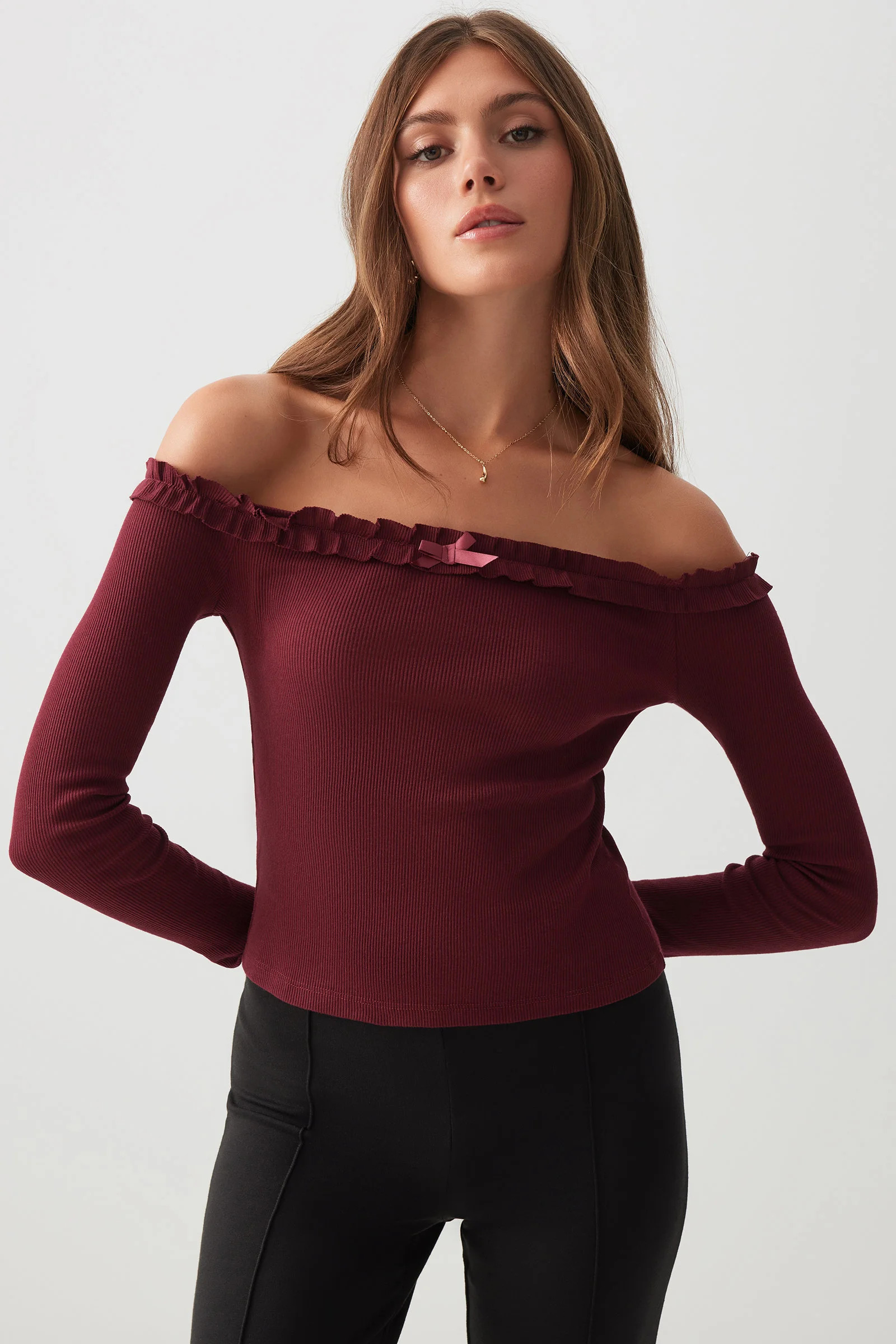 Off Shoulder Top with Ruched Trim | Ardene