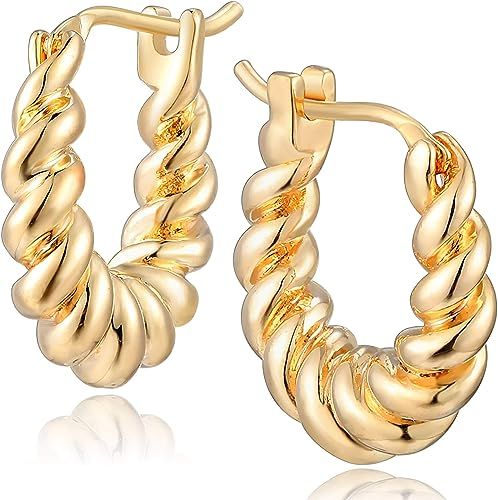 Mevecco Gold Dainty Huggie Hoop Earring,18K Gold Plated Cute Tiny Drop Ball Hoop Earrings for Wom... | Amazon (US)