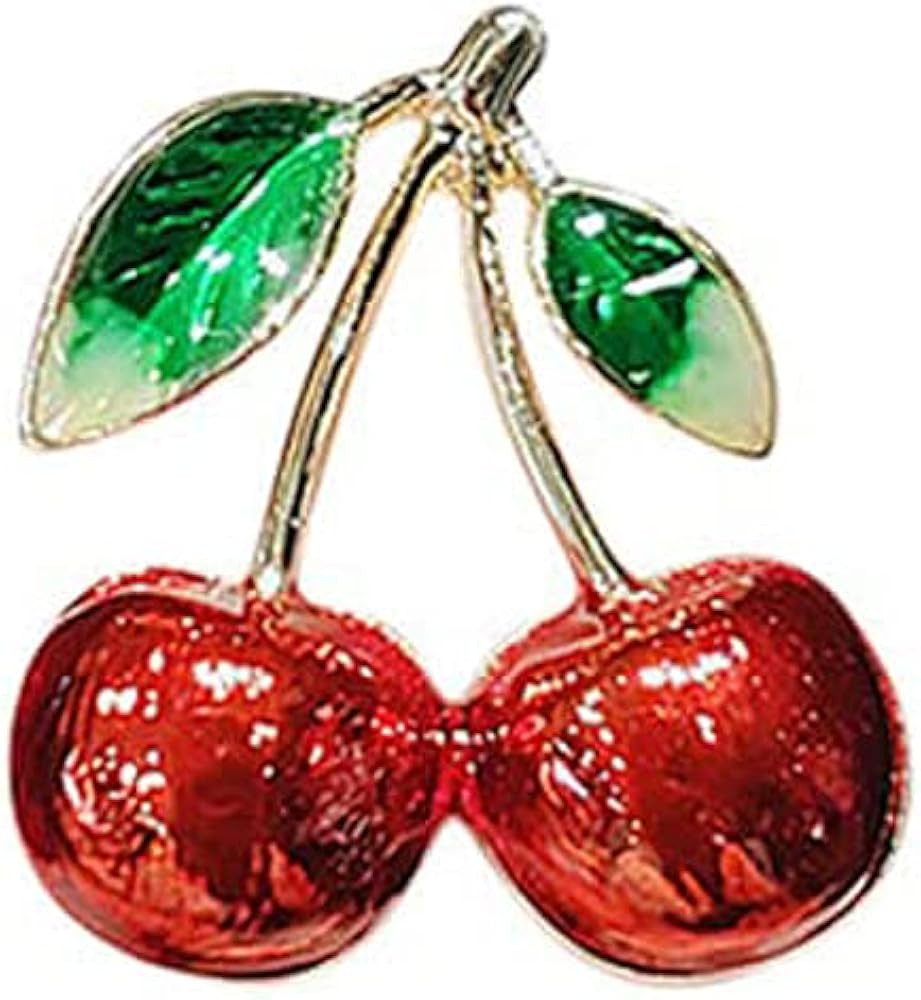 Red Cherry Brooch Pin Small Enamel Fruit Corsage Lapel Brooches Pins for Women Girls Clothing Acc... | Amazon (US)