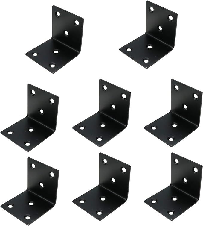 Geesatis 8 Pcs Stainless Steel Black Corner Brace Brackets Heavy Duty Right Angle Shelf Bracket J... | Amazon (US)