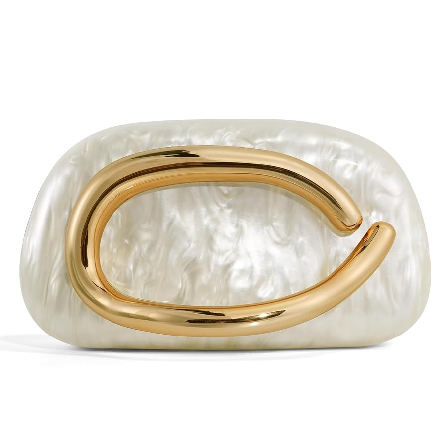 Clutch Purses for Women Formal, PU Leather/Marble Acrylic Evening Bags with Chain, Trendy Metal H... | Amazon (US)