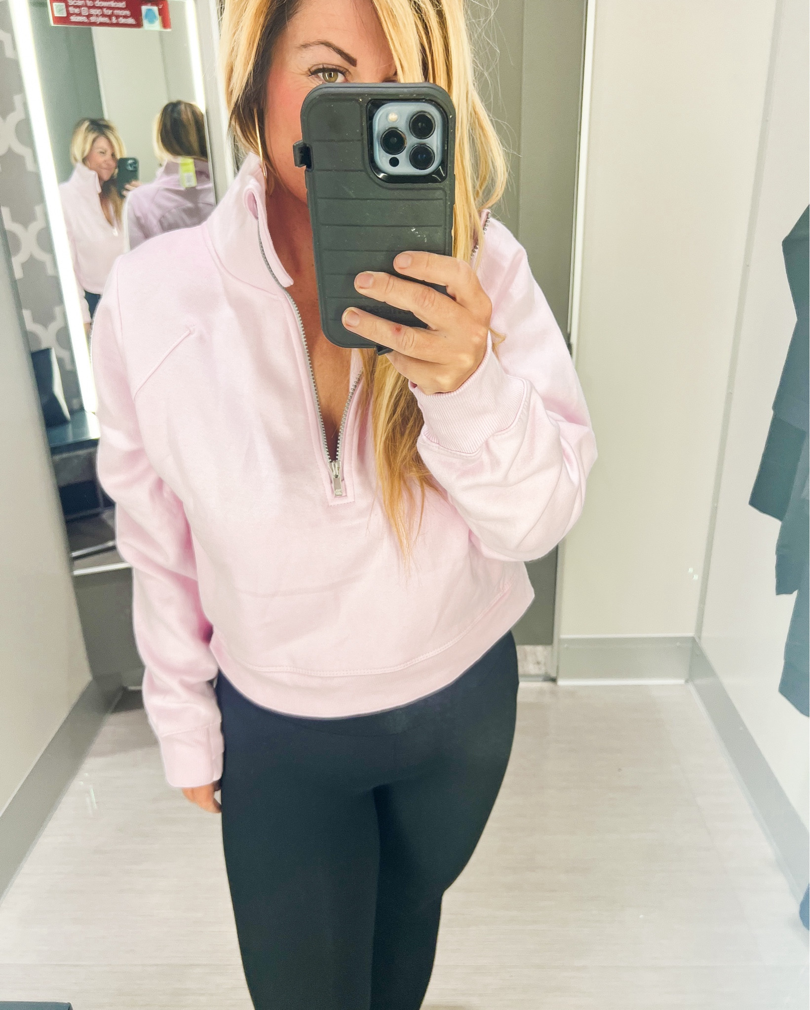 Target soft zip up sweater 
Pink fall sweater from target 
Black leggings from target 
Sweater size medium 
High collar 
#target #falloutfits #ootd #fits 

#LTKActive #LTKFindsUnder50 #LTKFindsUnder100