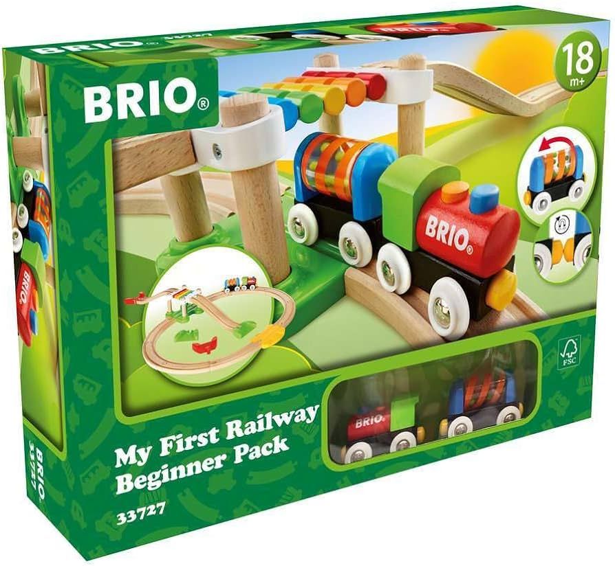 BRIO My First Railway - 33727 Beginner Pack | Engaging Wooden Toy Train Set for Toddlers Age 18 M... | Amazon (US)