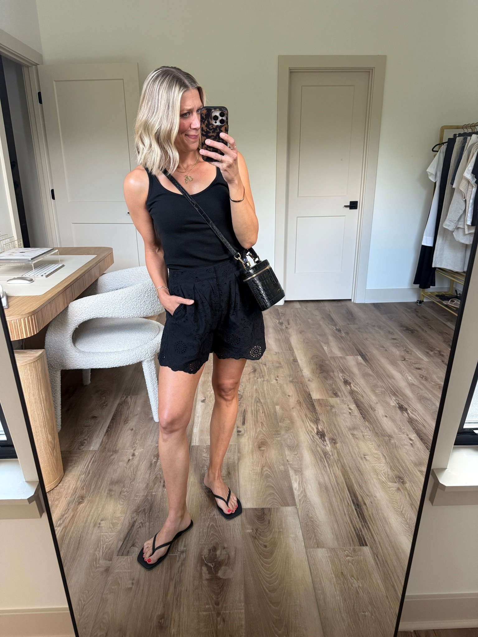 Wearing XS eyelet shorts, xs tank, strapless bra tts, sandals tts

#LTKootd #LTKSeasonal #LTKOver40