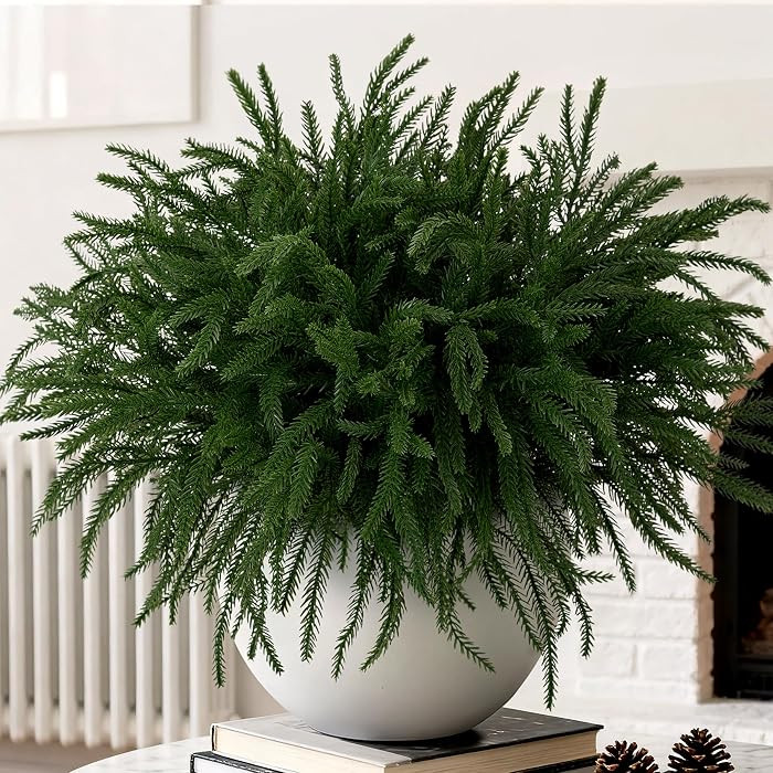Artificial Norfolk Pine Stems for Christmas Decorations, 10 Pcs 18 inch Fake Pine Branches for Va... | Amazon (US)