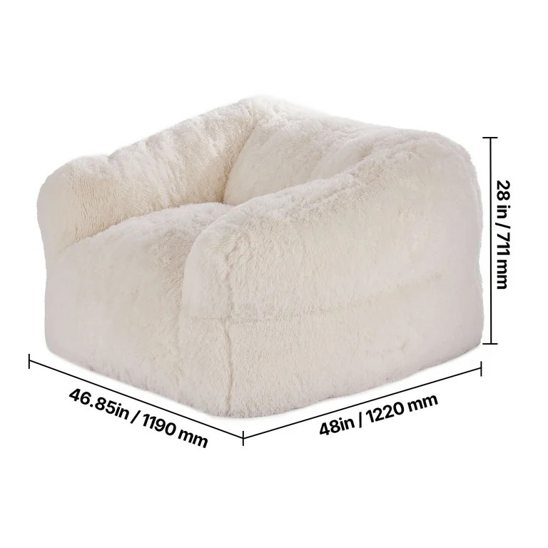 KFFKFF Bean Bag Seat, Armchair Style BeanBag for Grown-ups, Soft Furry Fabric & Dense Foam Interi... | Walmart (US)