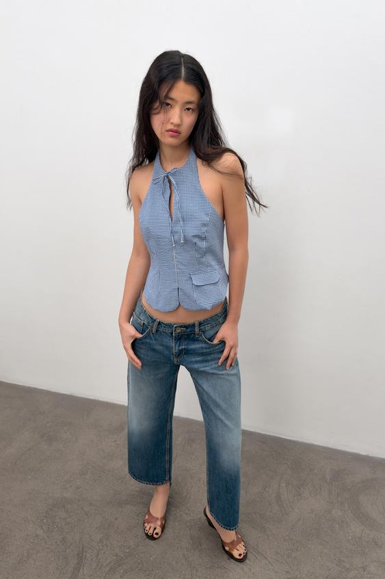 GINGHAM HALTER TOP | Zara US