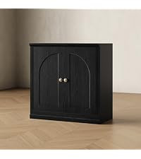 CHIC HOUSE Monos 77" Tall Arched Bookcase with Acrylic Doors, Storage Cabinet with Hutch, Fluted ... | Amazon (US)