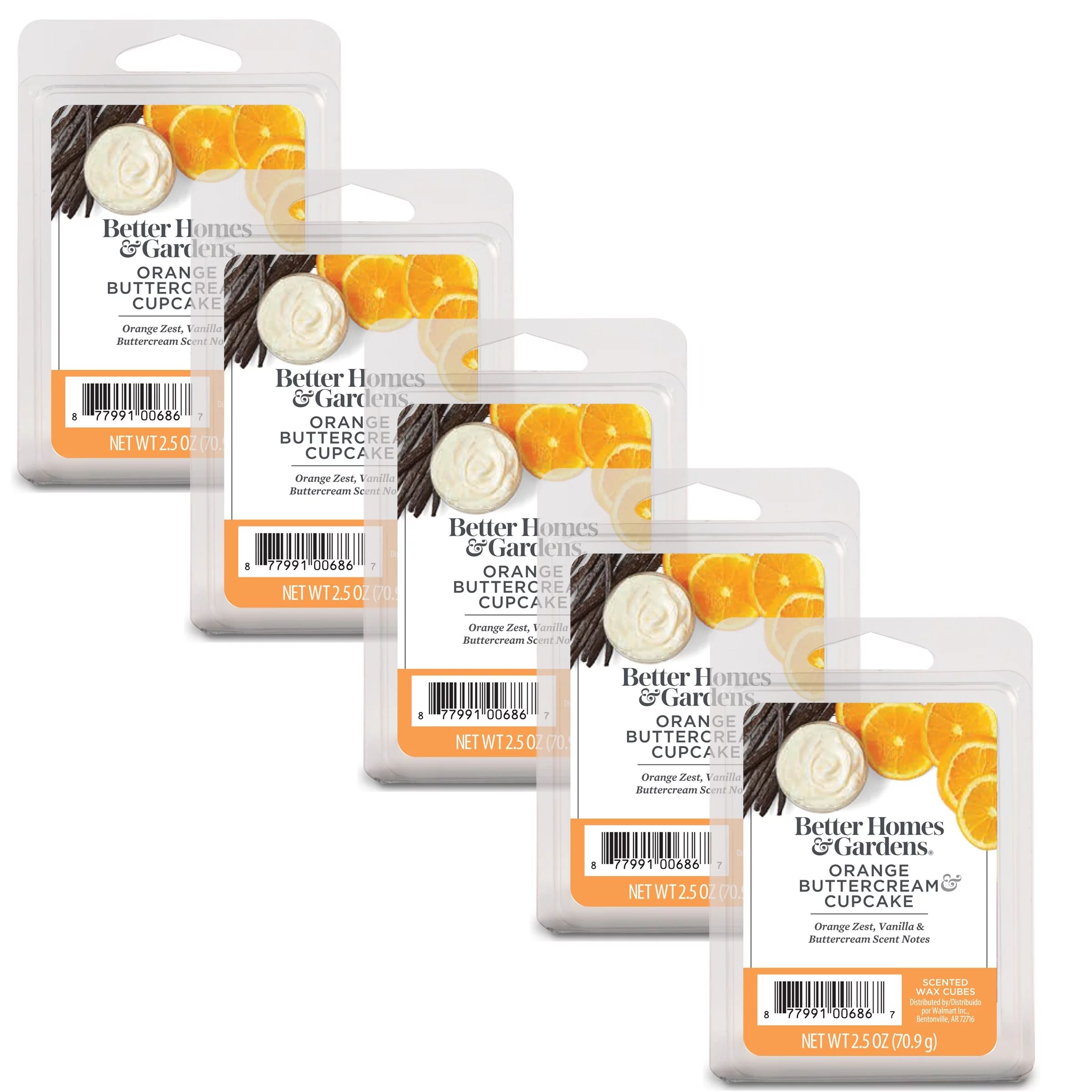 Orange Buttercream Cupcake Scented Wax Melts, Better Homes & Gardens, 2.5 oz (5-Pack) - Walmart.c... | Walmart (US)