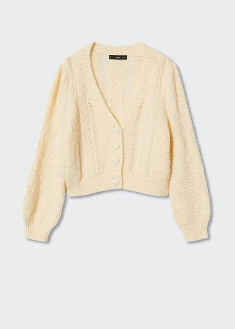 Buttoned knit braided cardigan -  Women | Mango United Kingdom | MANGO (UK)