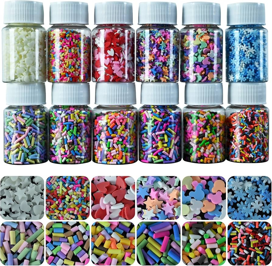 LIKETURE Fake Sprinkles 12 Jars 180g Polymer Clay Sprinkles Fake Candy Sprinkles Faux Sprinkle fo... | Amazon (US)