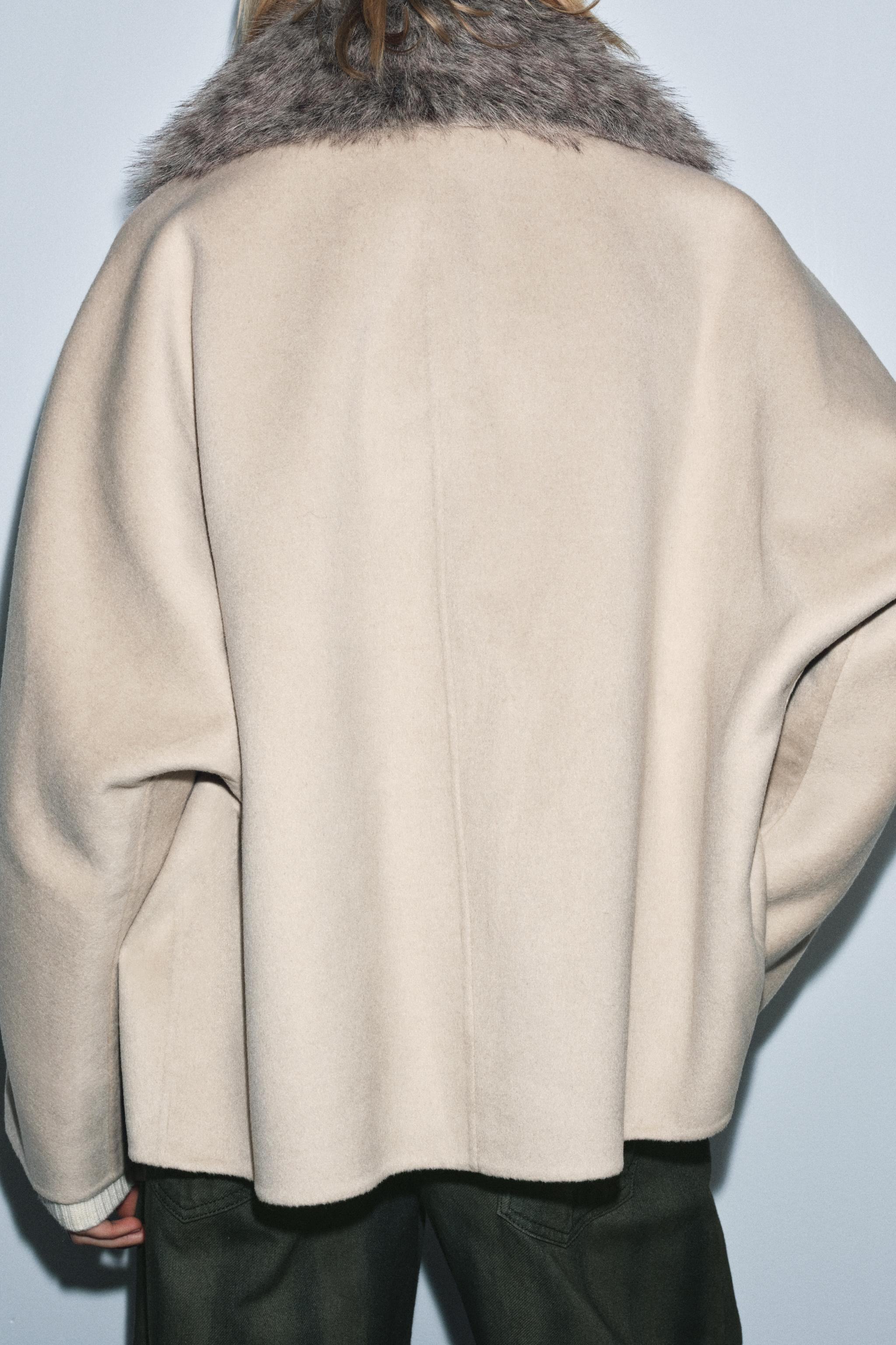 WOOL BLEND FAUX FUR COLLAR JACKET ZW COLLECTION | Zara US