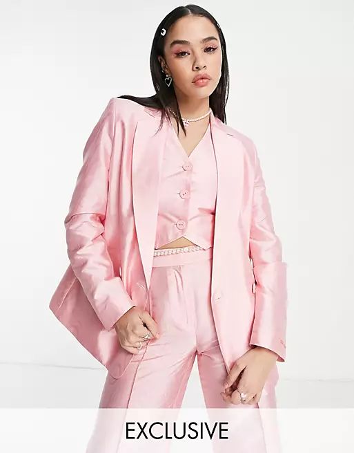 COLLUSION single breasted blazer in pink - part of a set | ASOS (Global)