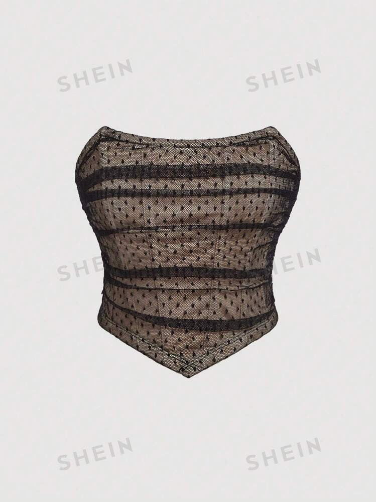 $8.18      
    $12.39
   
  -34%
       SHEIN MOD Mesh Polka Dots , Ruched Bandana Tube Bodycon ... | SHEIN