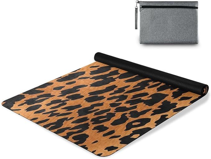 Yoga Mat Leopard Print Fitness Mat Eco-Friendly Non Slip Portable Foldable Floor Workouts Mat for... | Amazon (US)