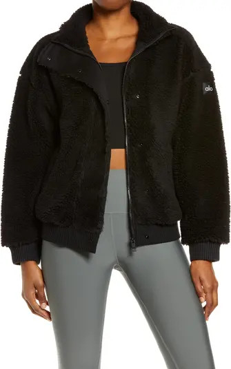 Alo High Pile Fleece Varsity Jacket | Nordstrom | Nordstrom