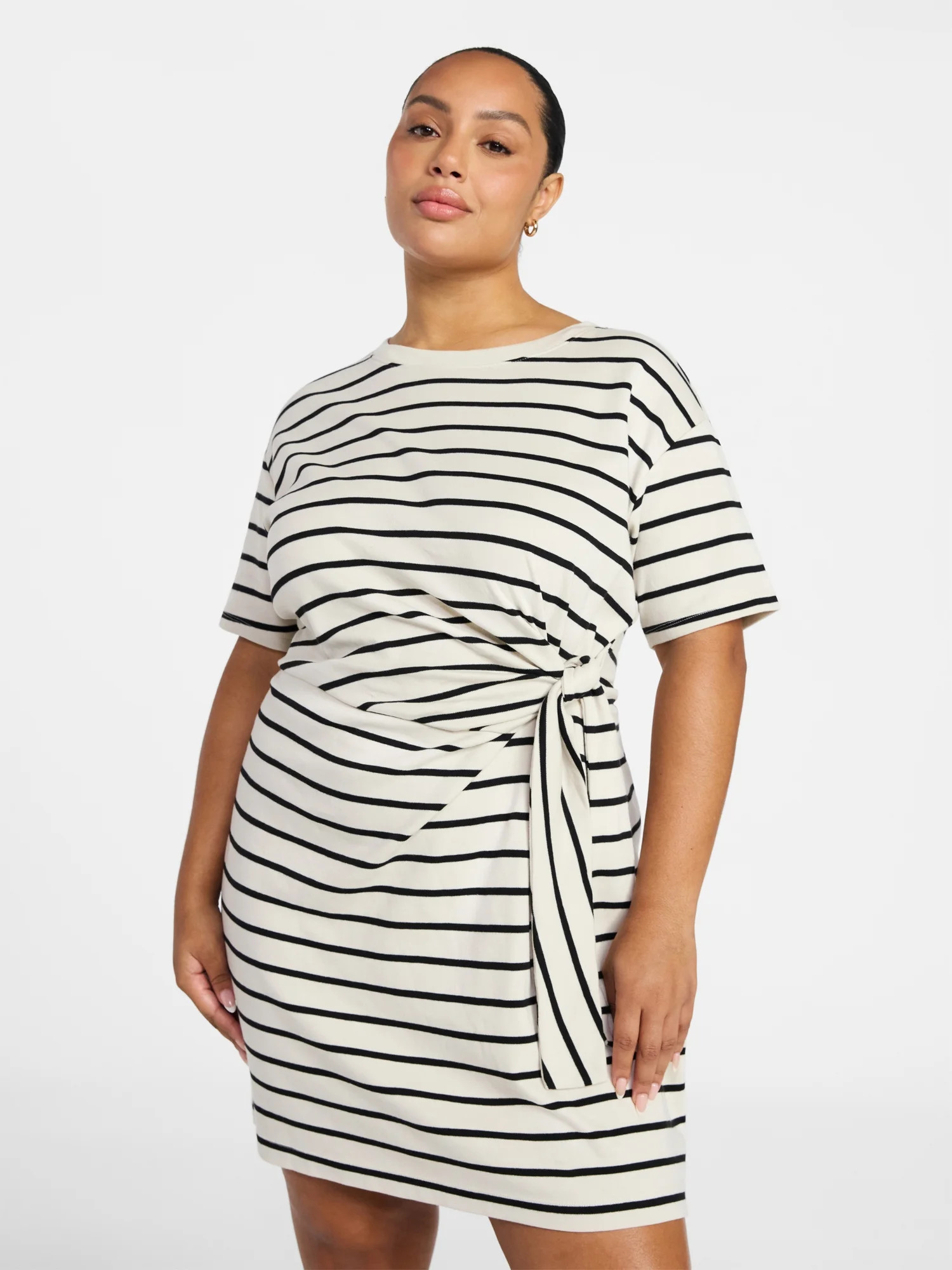 Terra & Sky Women's Plus Size Front Twist Dress with Short Sleeve, Size 0X-4X | Walmart (US)