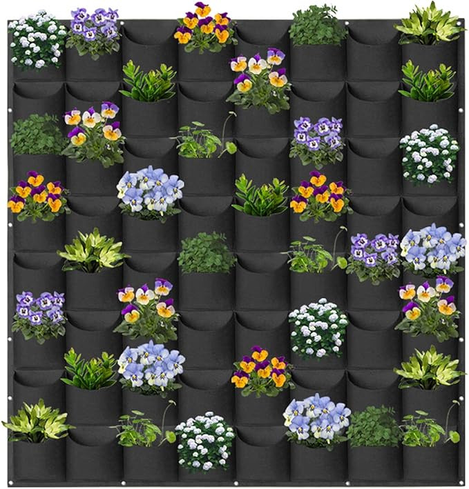 64 Pockets Hanging Planter Bags, Hanging Vertical Wall Mounted Plant Planting Grow Bags, Herb Gar... | Amazon (US)