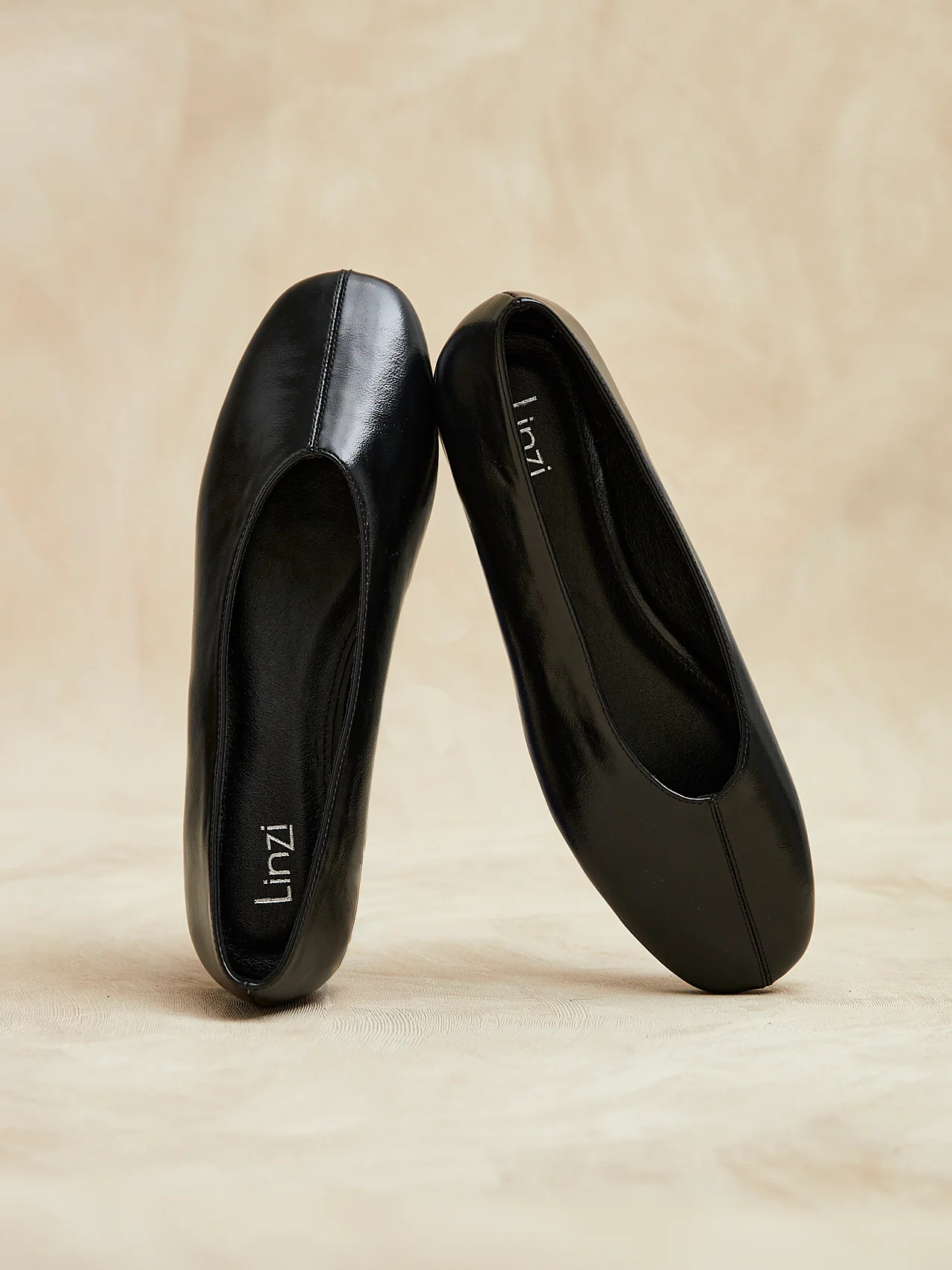 Structure Black Faux Leather Square Toe Ballet Flats | Linzi Shoes