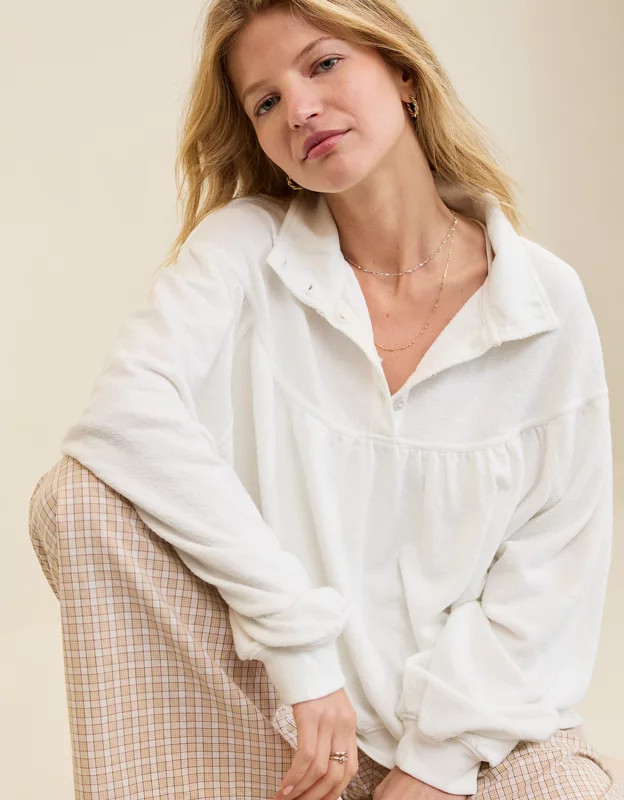 Aerie Soft Life Button Sweatshirt | American Eagle Outfitters (US & CA)