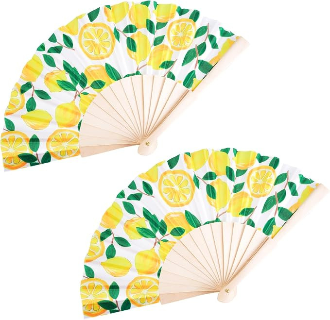baotongle 2Pcs Lemon Hand Folding Fans Wedding Favors for Guests Mediterranean Paper Fans Bridal ... | Amazon (US)
