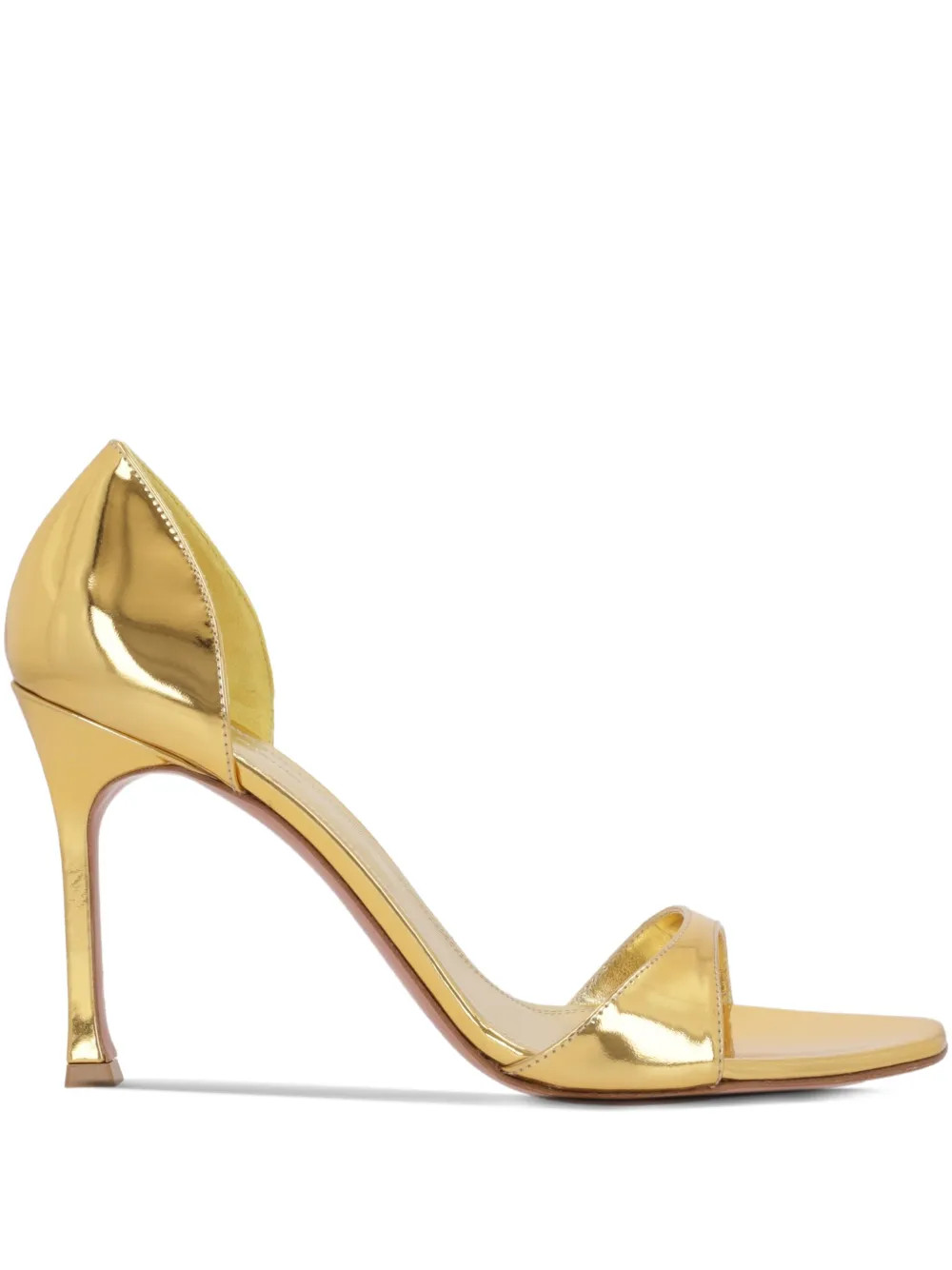 Amina Muaddi 95mm Agnese Sandals | Gold | FARFETCH | Farfetch Global