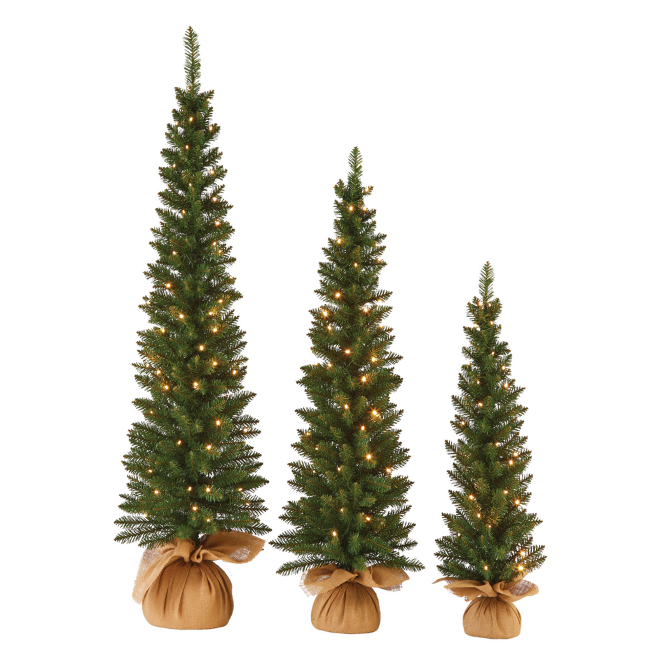 NOMA Pre-Lit Carlisle Potted Christmas Tree Set with Burlap, White LED Lights, 3-pc#151-8572-0 | Canadian Tire
