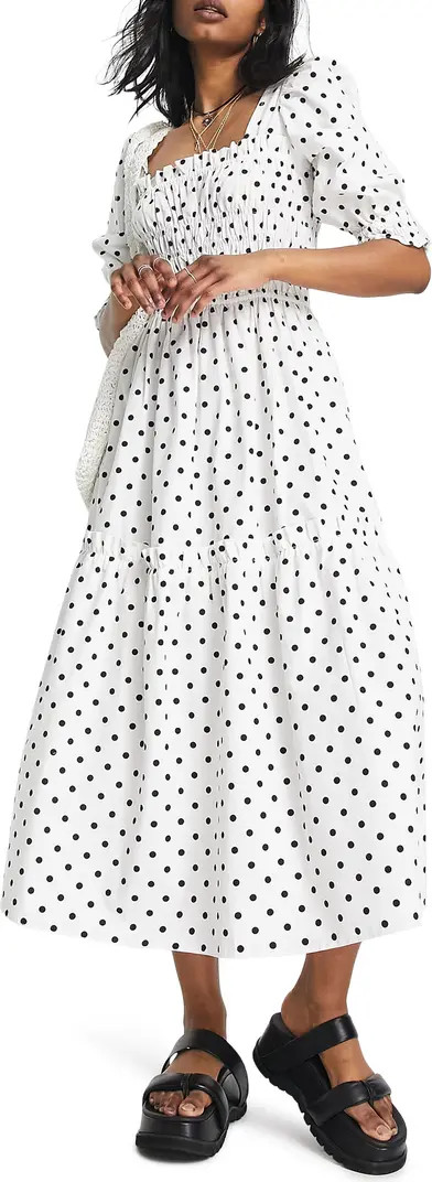 Spot Tiered Cotton Poplin Maxi Dress | Nordstrom