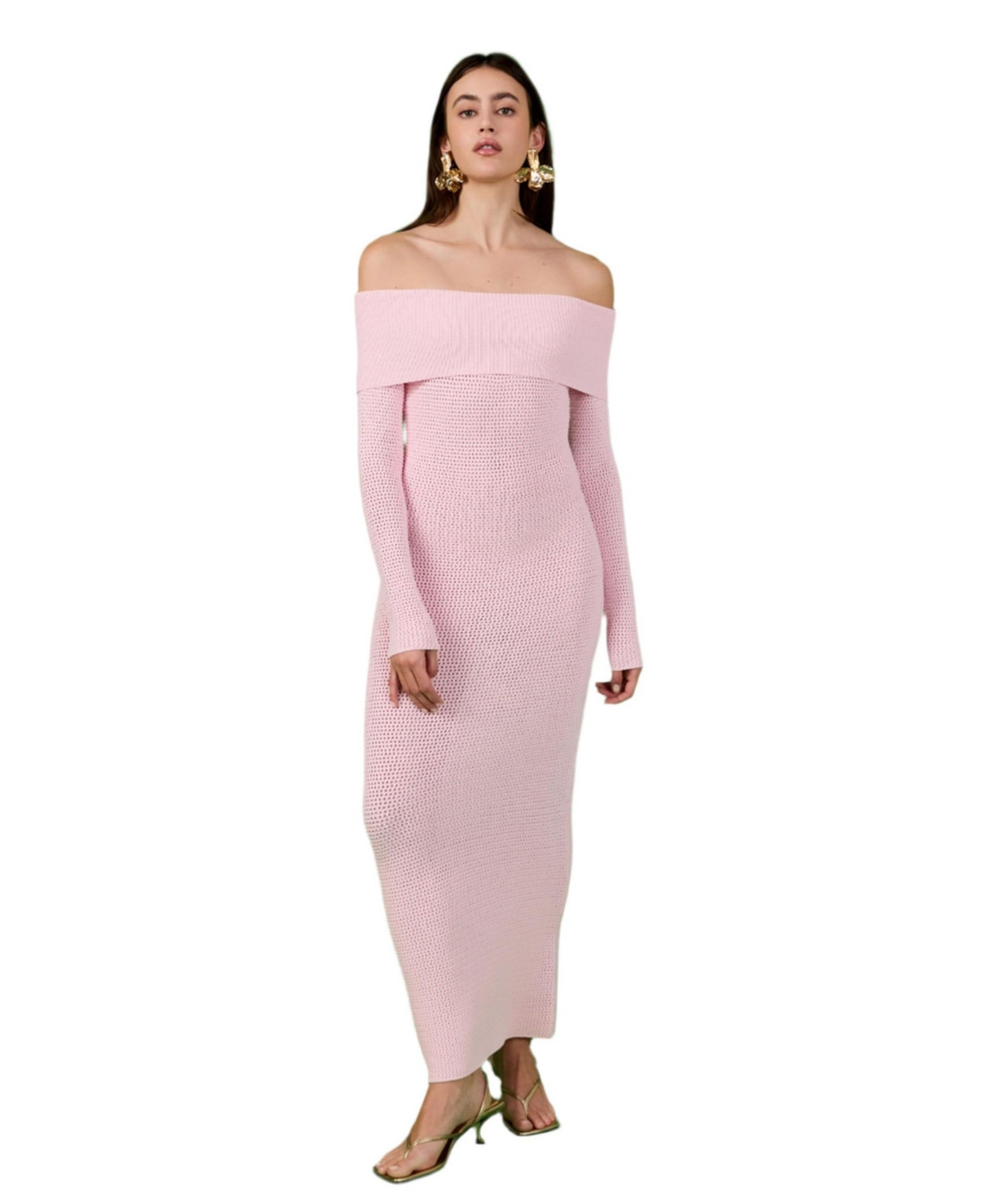 endless rose Women's Off Shoulder Long Sleeve Midi Dress - Pink | Macy's